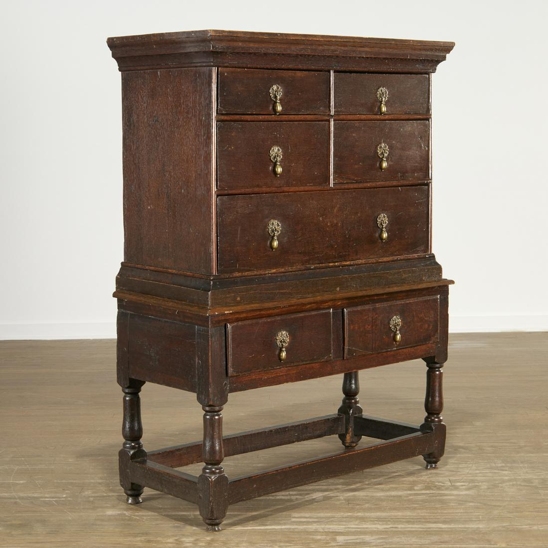 Antique William & Mary style oak highboy (1 of 7)
