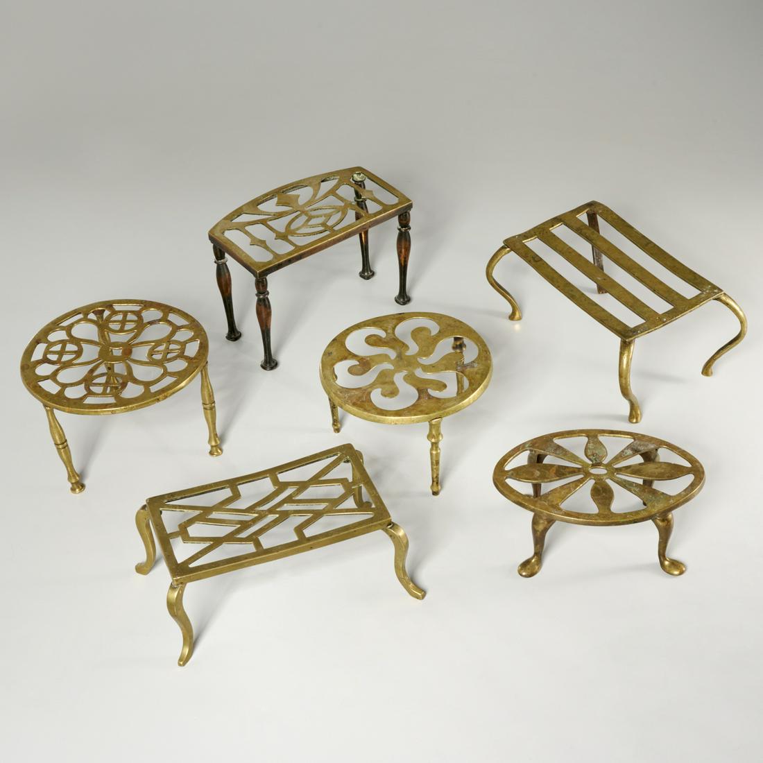 Group (6) antique brass trivets (1 of 11)