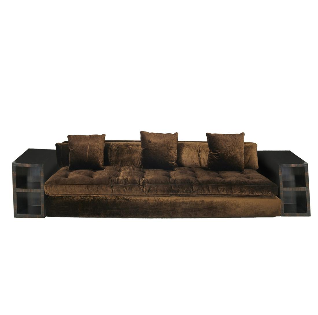 Custom chocolate silk velvet modular sofa (1 of 14)