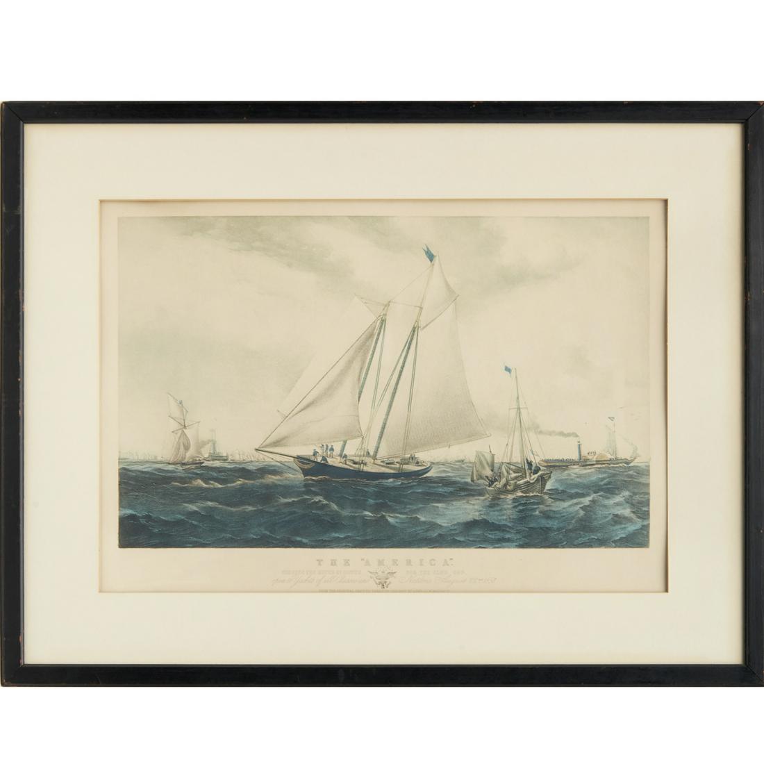 Oswald W. Brierly, The "America", lithograph, 1851 (1 of 6)