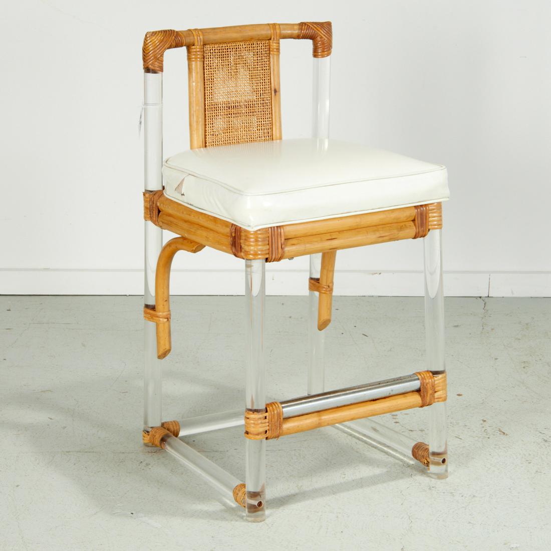 Modernist designer caned Lucite stool (1 of 8)