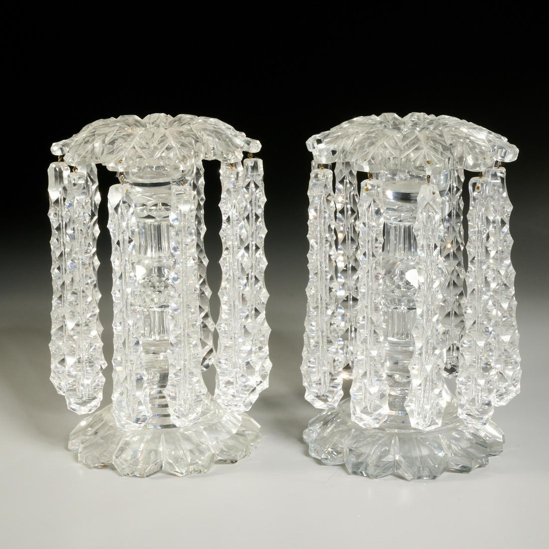 Unusual pair Anglo-Irish crystal lustres (1 of 6)