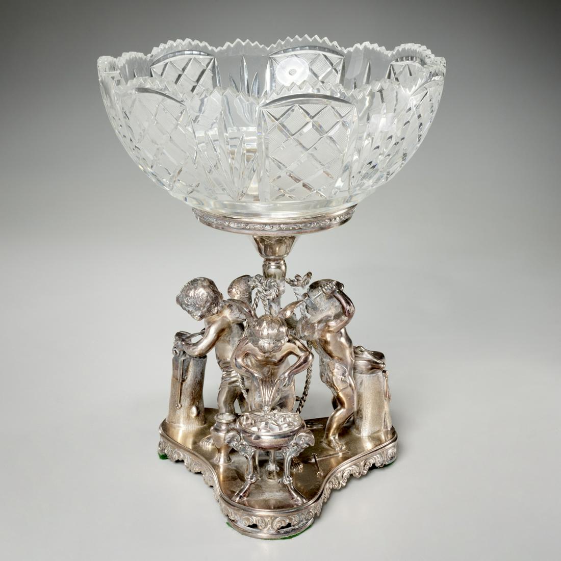 Victorian silver plate & crystal centerpiece (1 of 9)