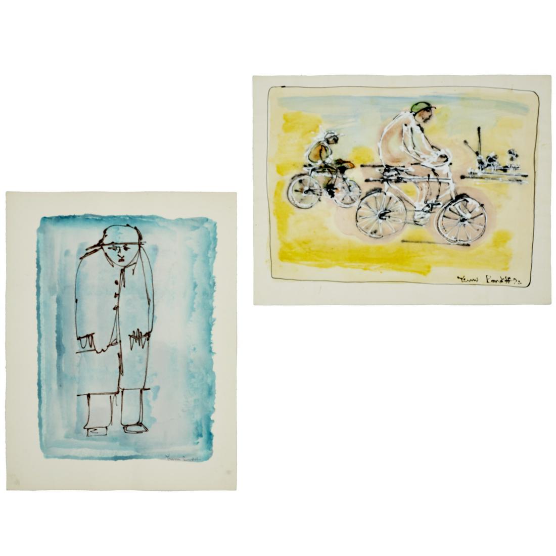 Yanni Posnakoff, (2) watercolor paintings (1 of 10)