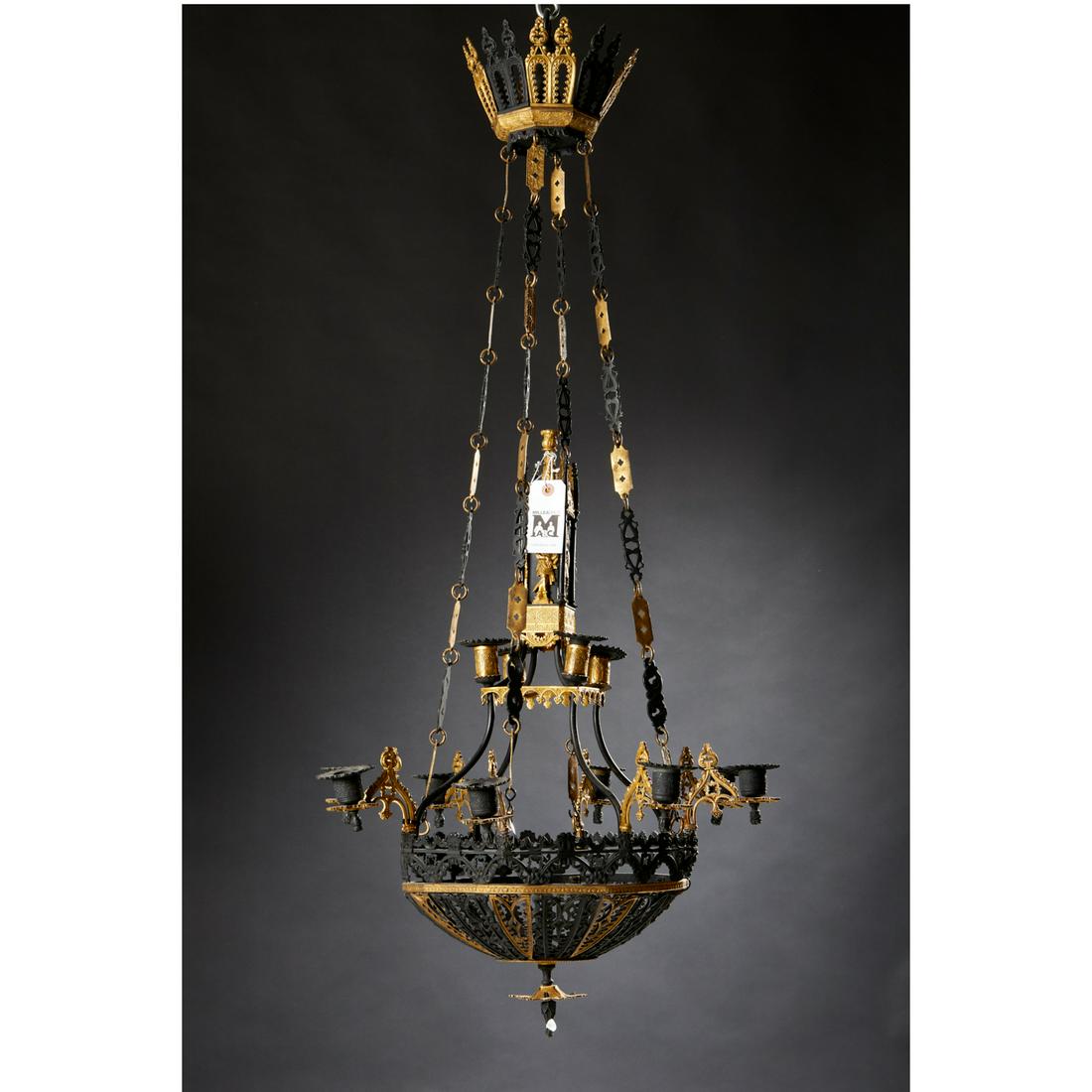 Nice Gothic Revival parcel gilt chandelier (1 of 9)