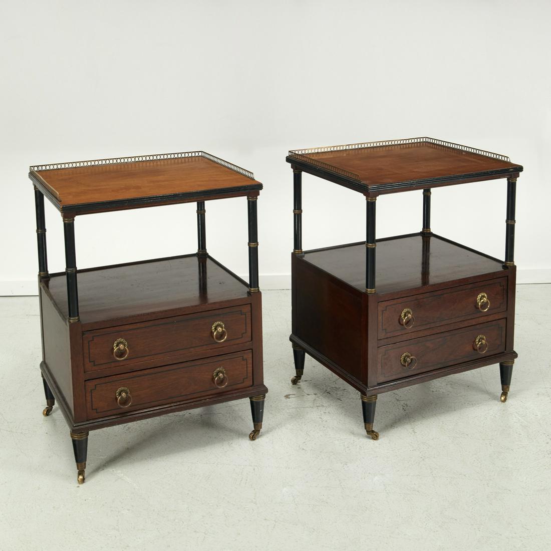 Pair Regency style parcel ebonized side tables (1 of 9)