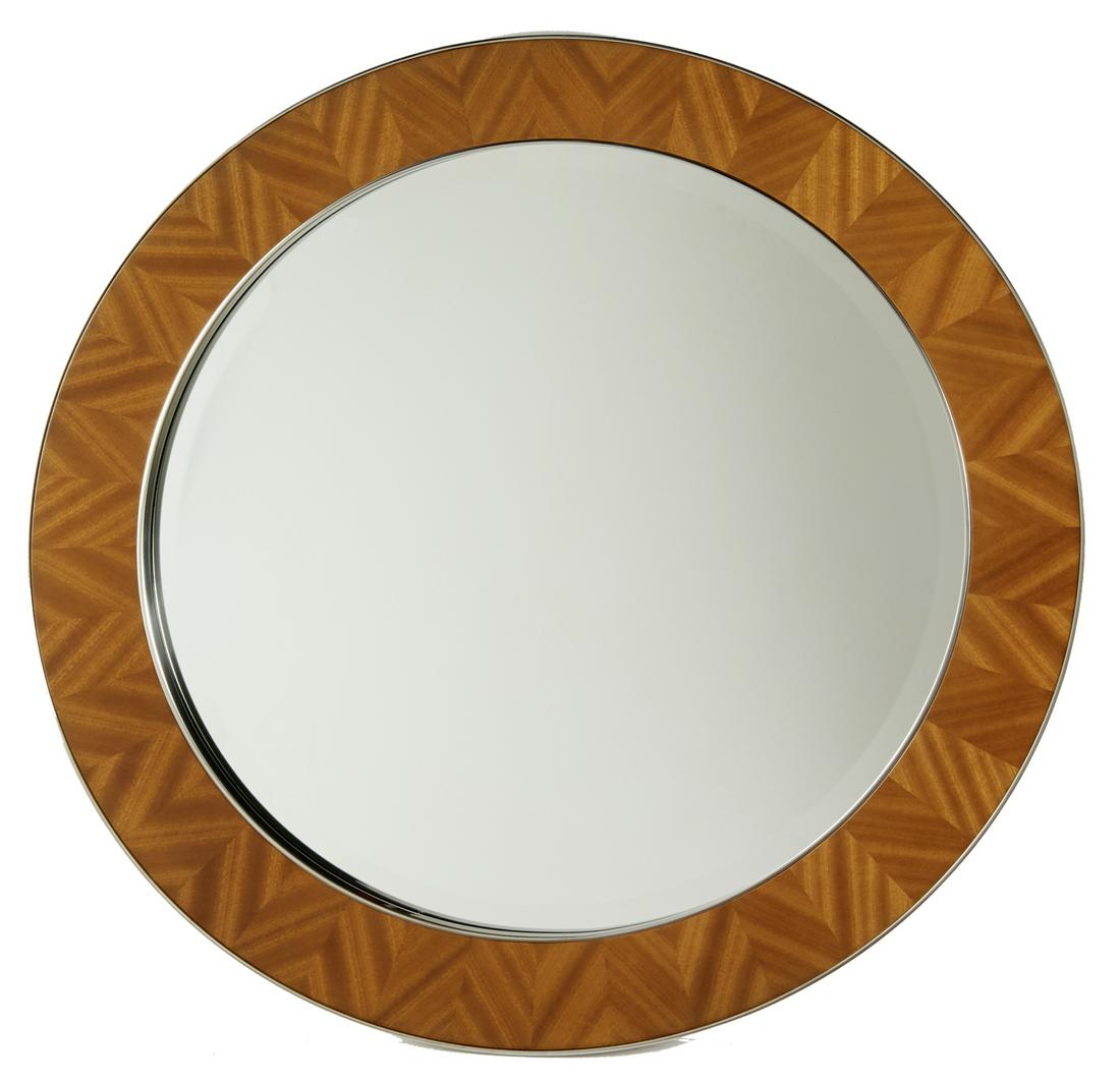 Large Pace style chrome and satinwood mirror (1 of 6)