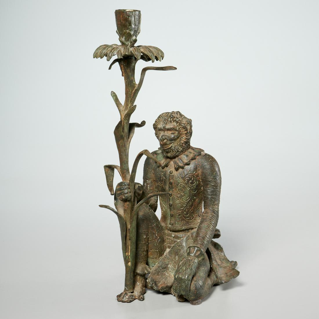 Patinated brass monkey candle holder (1 of 6)