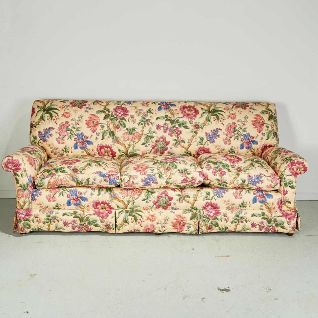 Custom Lawson style quilted chintz sofa (1 of 6)