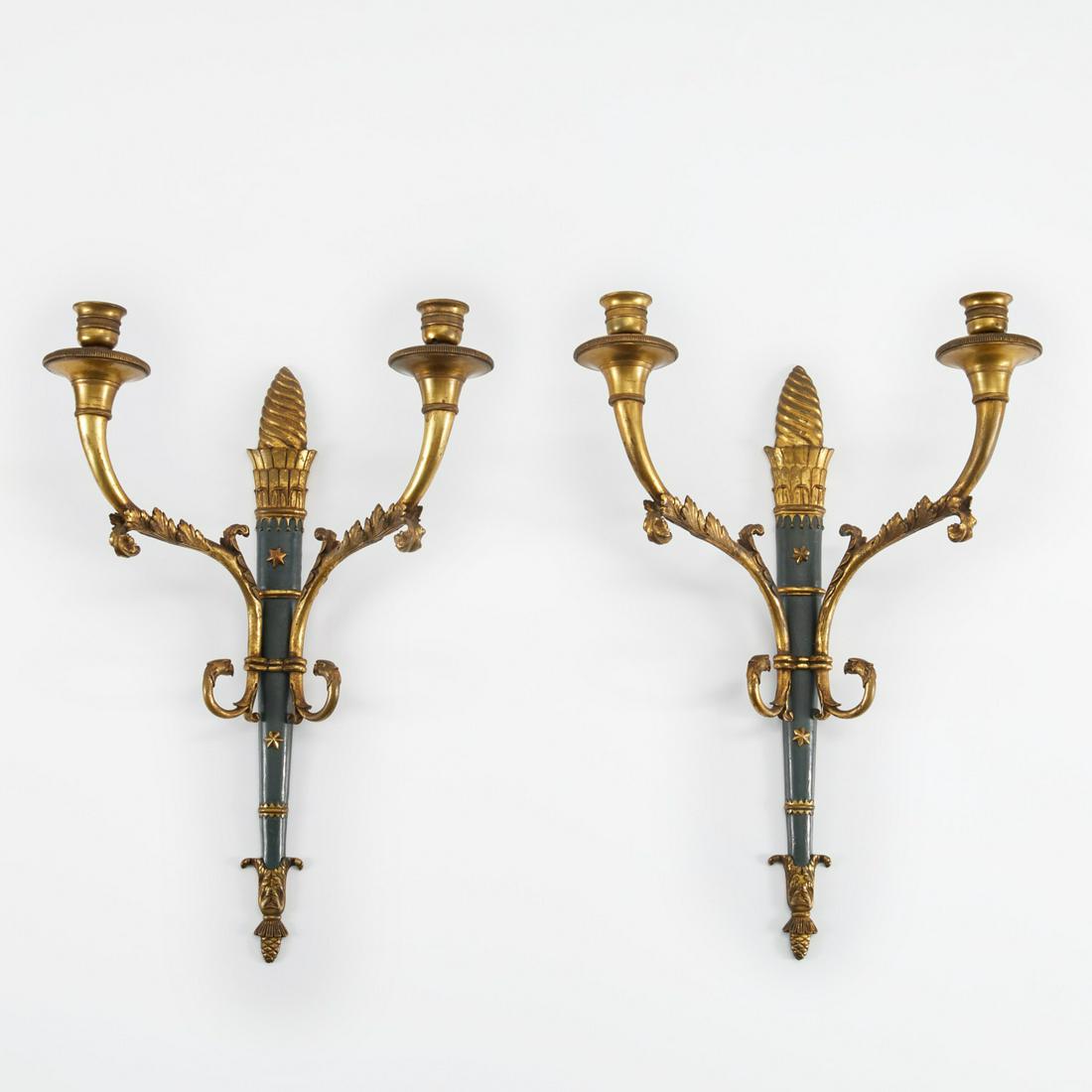 Pair E.F. Caldwell style gilt bronze sconces (1 of 6)