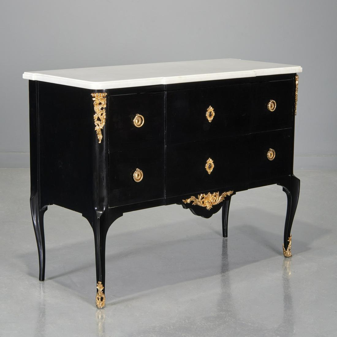 Louis XV/XVI style black lacquered commode (1 of 8)