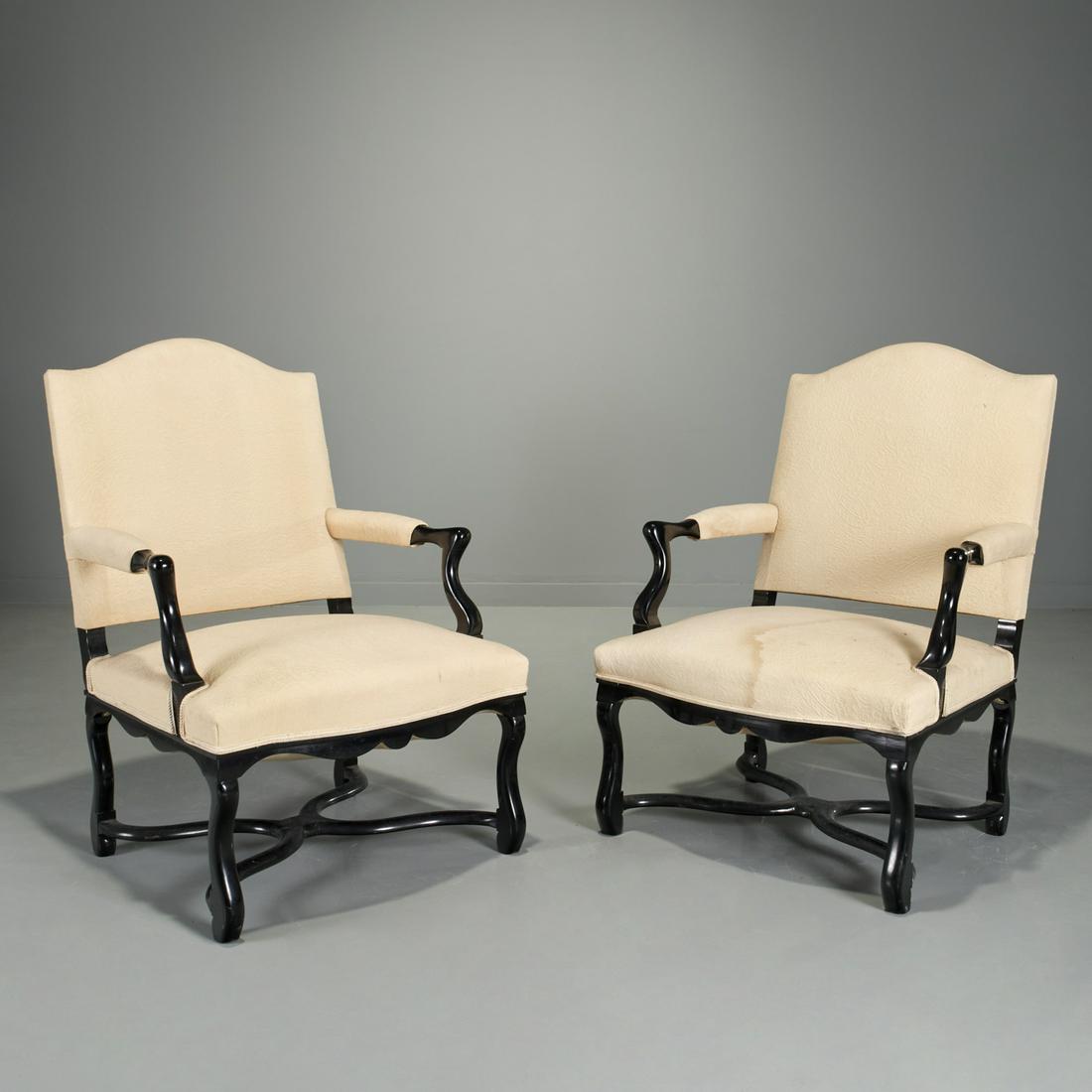 Pair Maison Jansen style lacquered fauteuils (1 of 8)