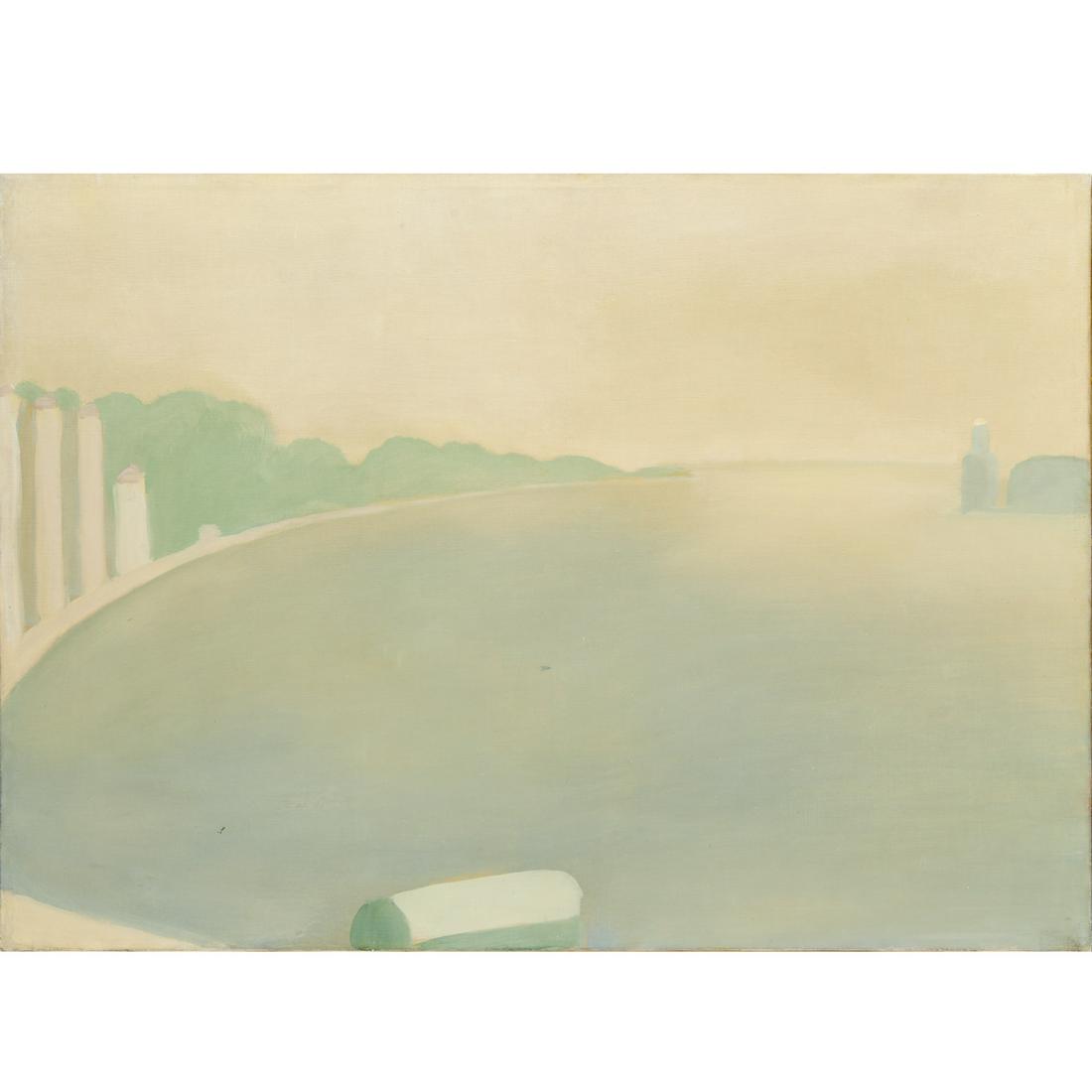 Virgilio Guidi, oil on canvas: Virgilio Guidi, oil on canvas, Virgilio Guidi (Italian,1892-1984), Bacino di San Marco, signed verso, unframed, 20"h x 29"w (canvas) Provenance: The Private Collection of Wolf Kahn & Emily Mason