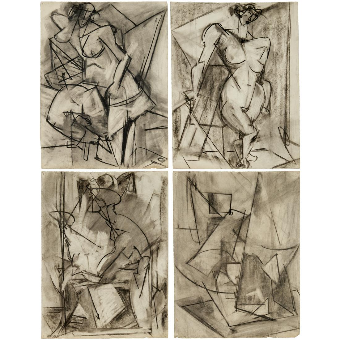 School of Hans Hofmann, (4) charcoal drawings (1 of 13)