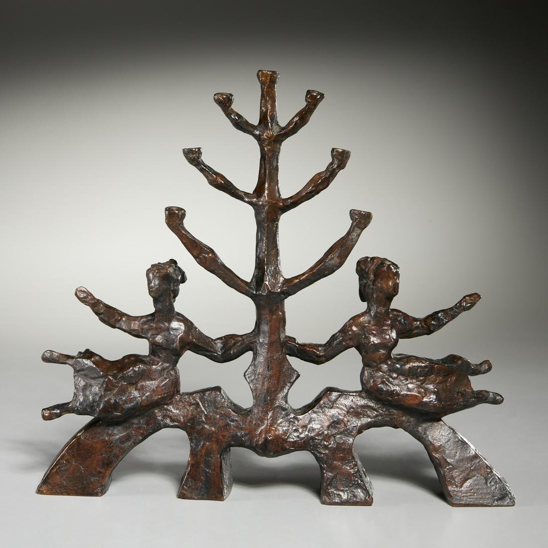 Chaim Gross, rare patinated bronze menorah (1 of 7)