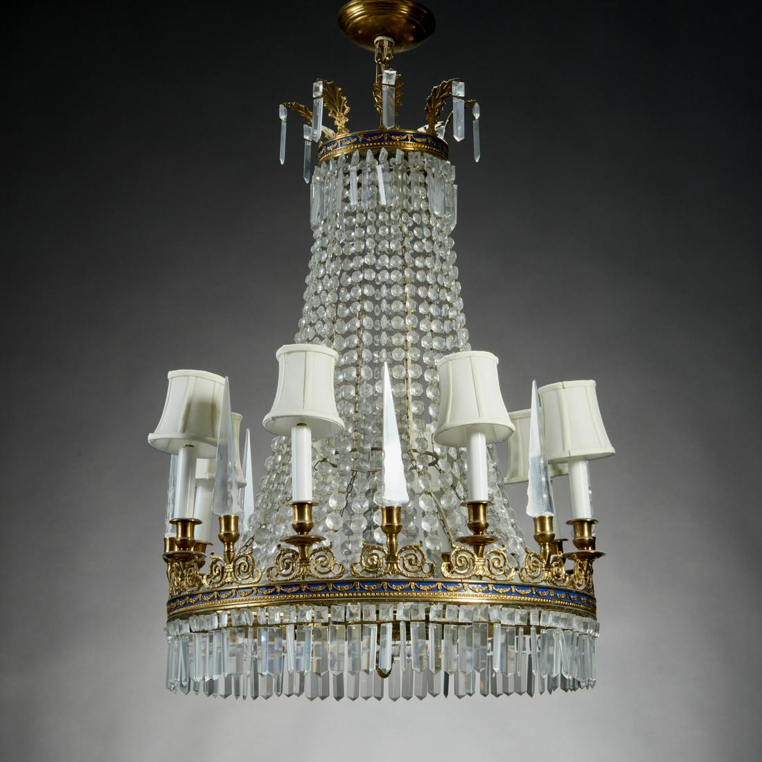Baltic Neoclassical ormolu and crystal chandelier (1 of 7)