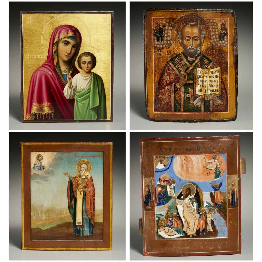 Group (4) Russian icons, oil on panel (1 of 11)