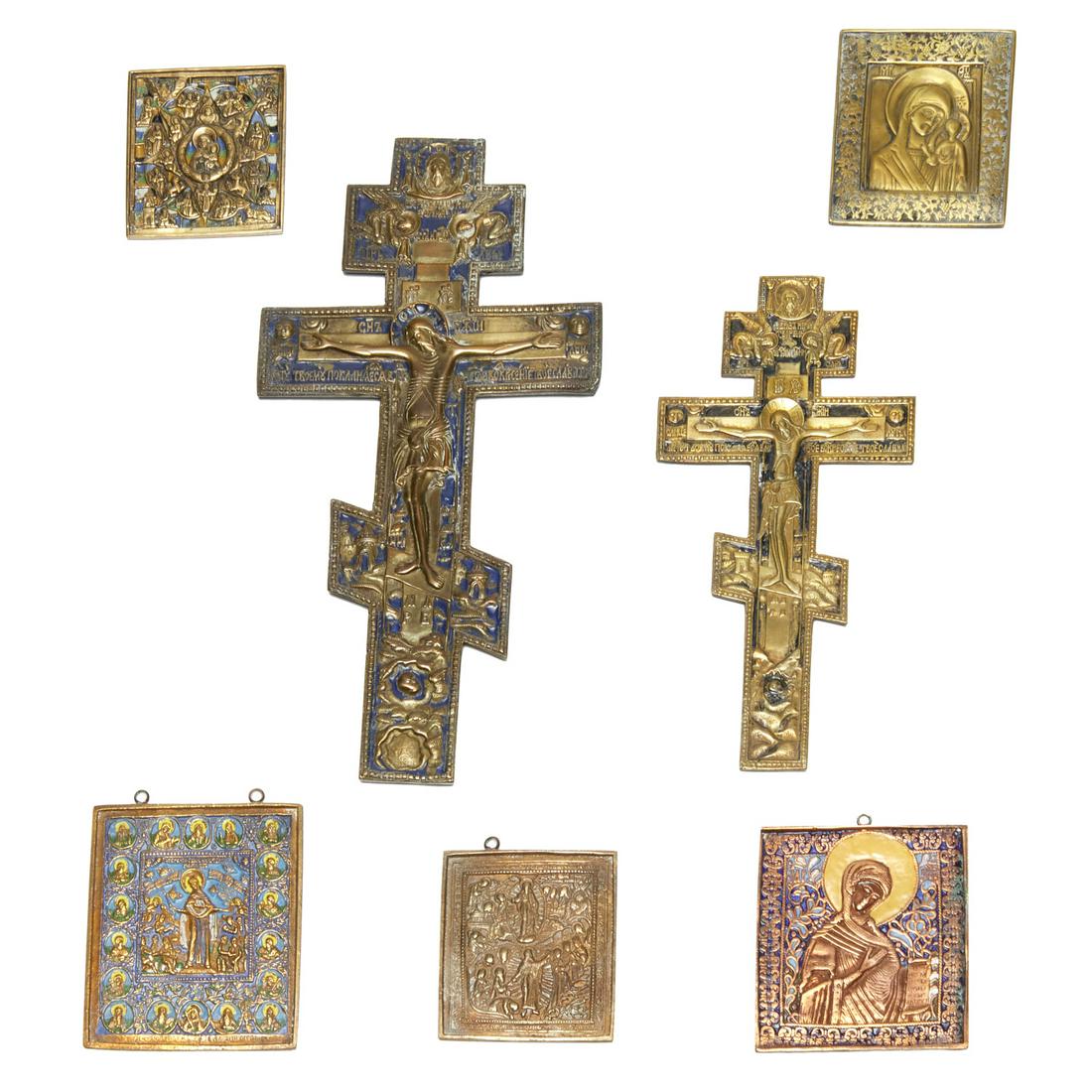 Group (7) enameled Russian icons (1 of 13)