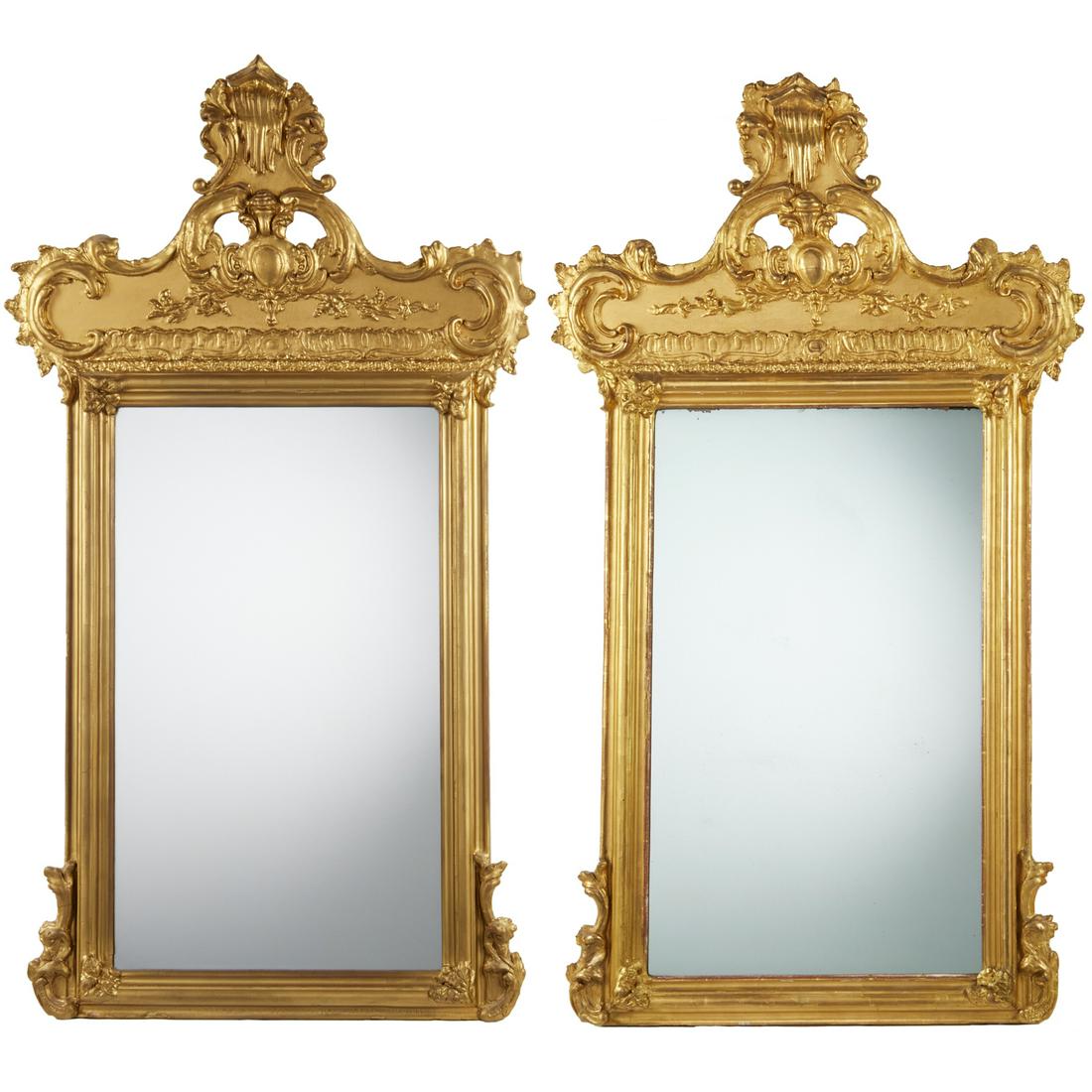 Pair Continental Rococo giltwood pier mirrors (1 of 5)