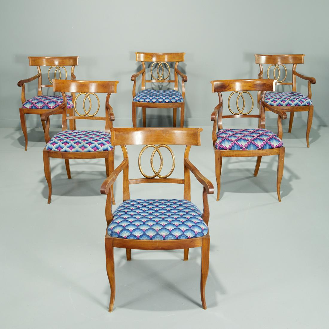 (6) Italian parcel gilt fruitwood dining chairs (1 of 11)
