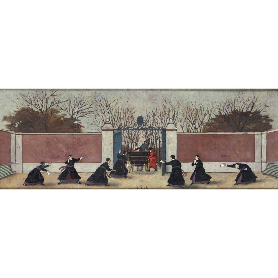 Nino Caffe, oil on panel, 'Partenze' (1 of 6)