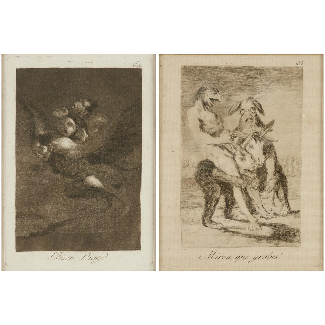 Francisco Goya, (2) etchings from "Los Caprichos" (1 of 6)