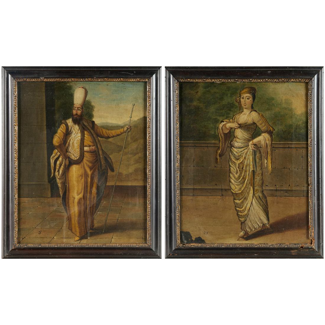 J. B. Vanmour (follower), (2) oil portraits, Turks (1 of 7)