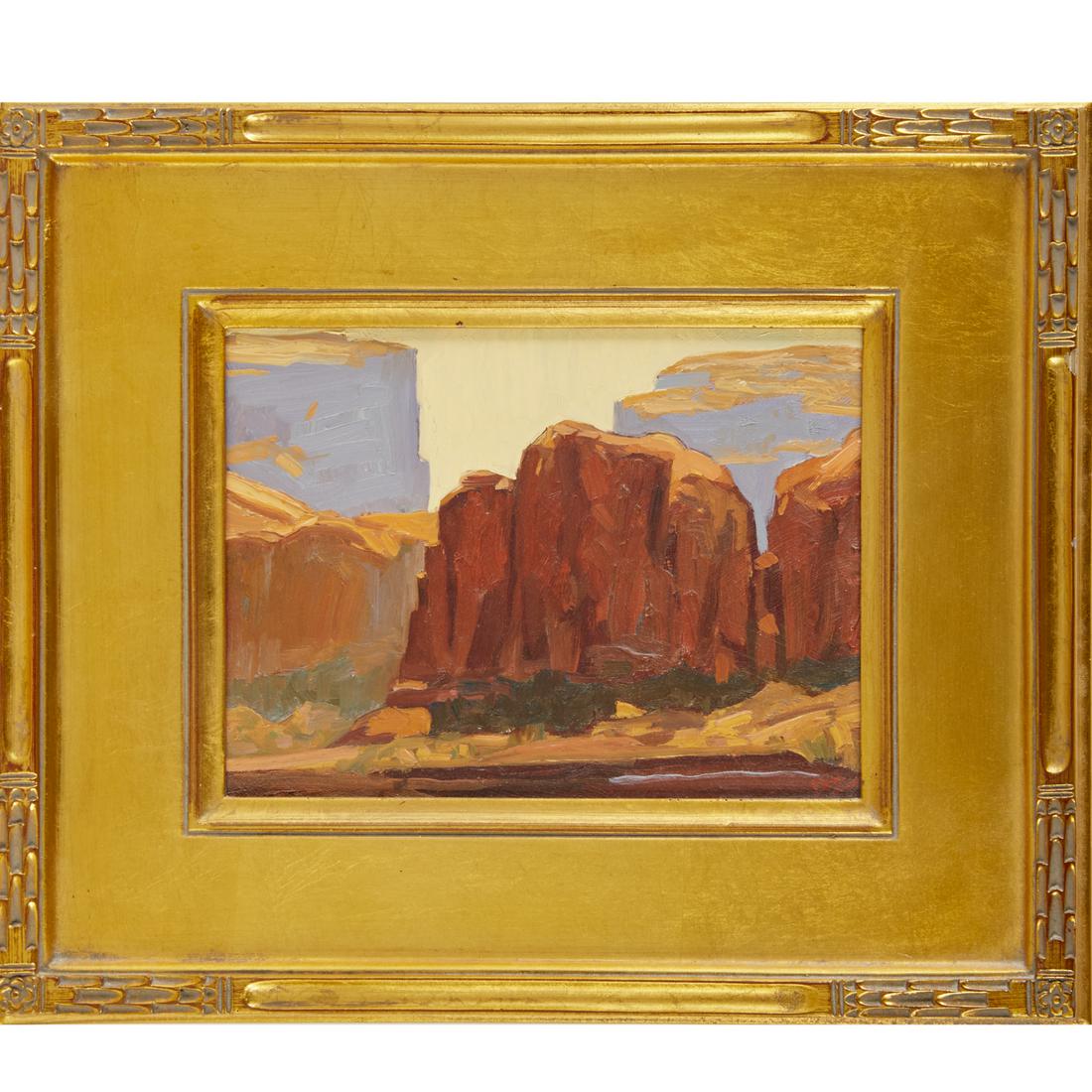 Dennis Ziemienski, oil on board, 2009: Dennis Ziemienski, oil on board, 2009, Dennis Ziemienski (American, b. 1947), "Walls of Stone", signed, titled and dated verso, 5.5"h x 7.5"w (sight), 11"h x 13"w (frame) Provenance: From the Collecti