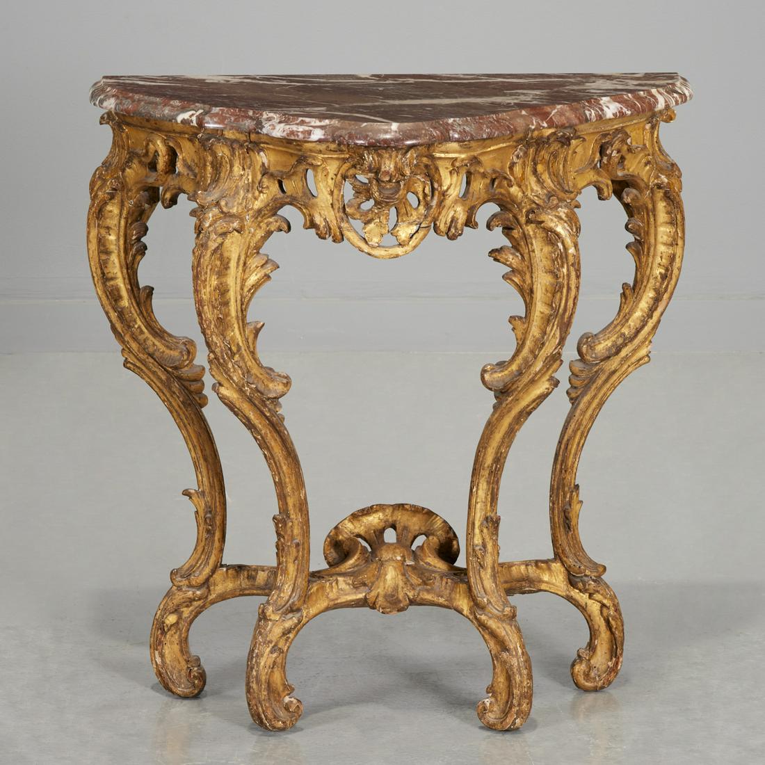 Louis XV Period marble top giltwood console (1 of 6)