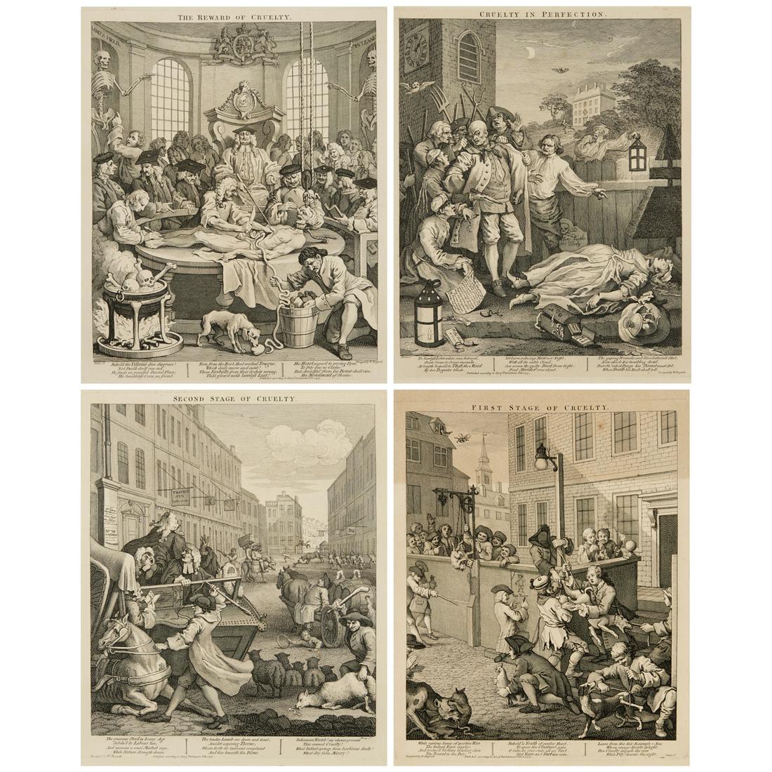 William Hogarth, set of (4) engravings, 1751 (1 of 6)
