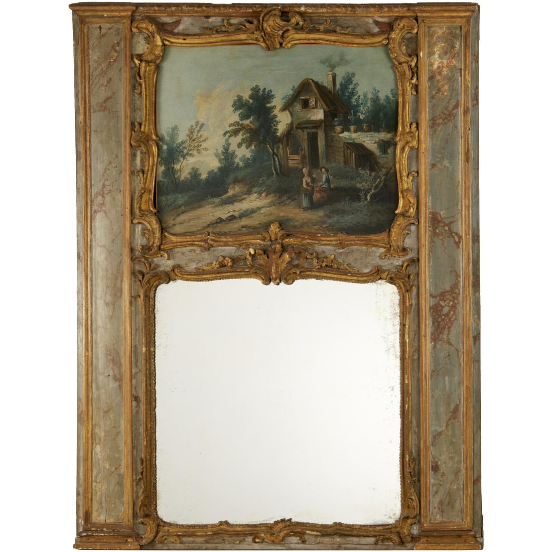 Antique Louis XV style painted trumeau mirror (1 of 9)