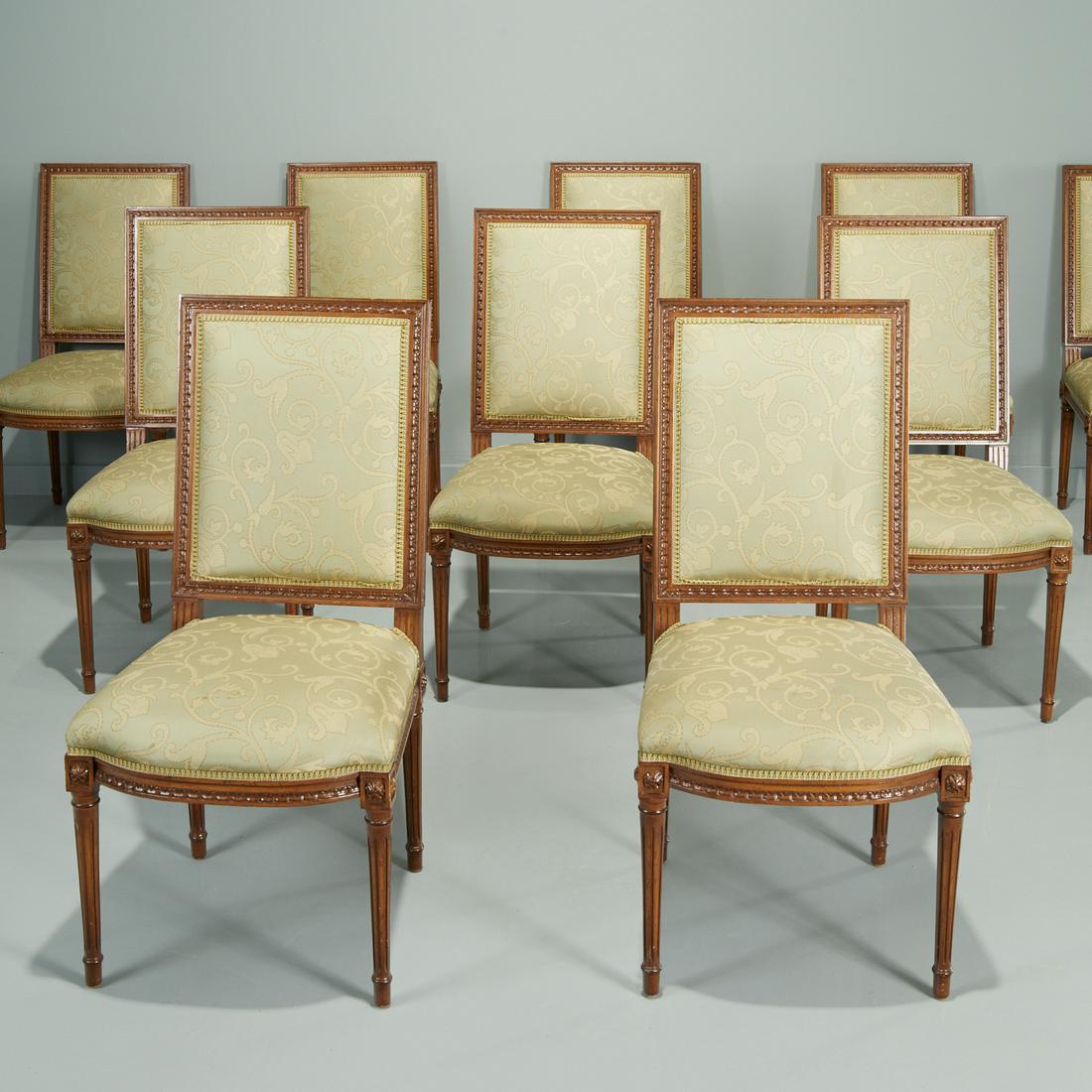 Set (10) Louis XVI style mahogany dining chairs (1 of 7)