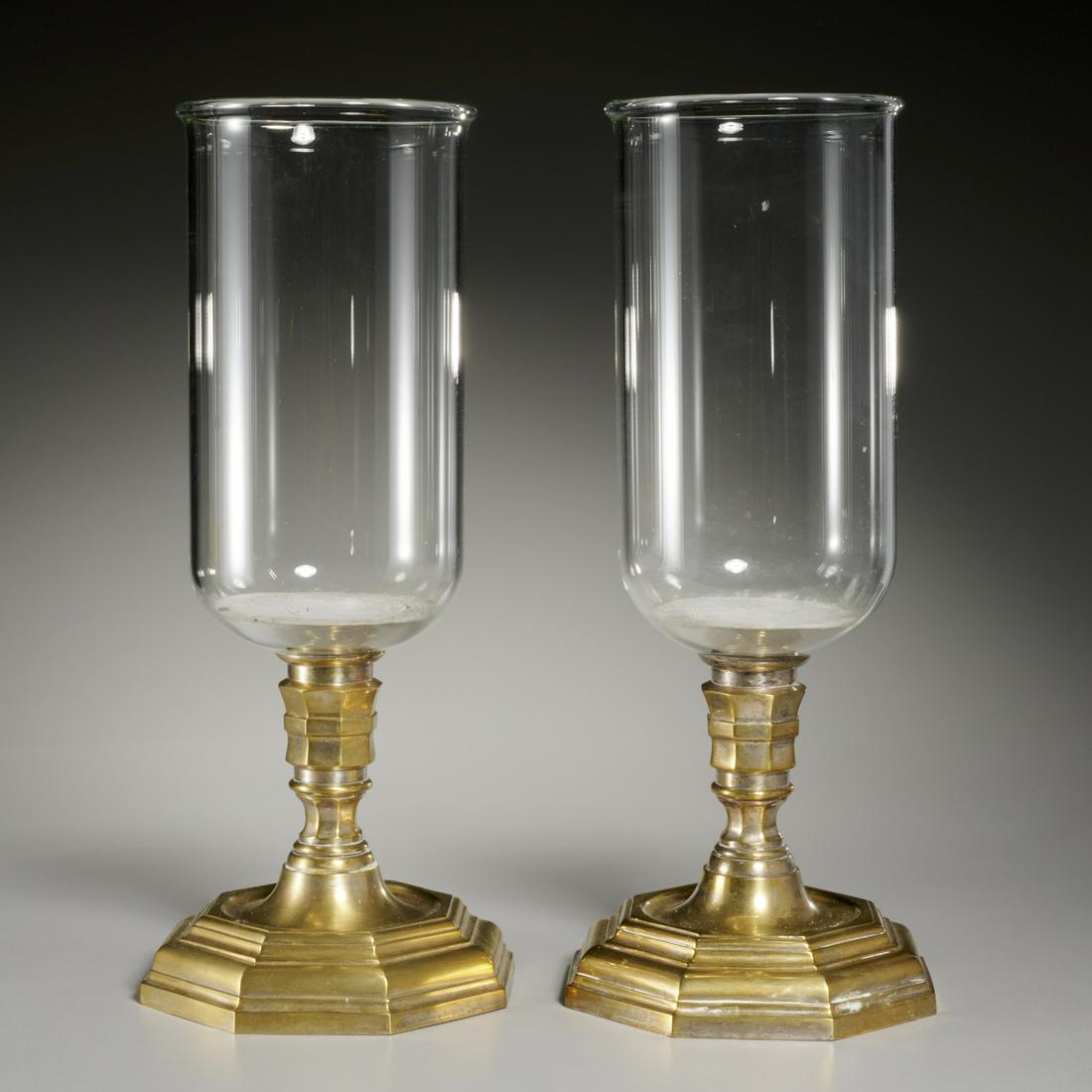 Pair large English brass and glass photophores (1 of 6)