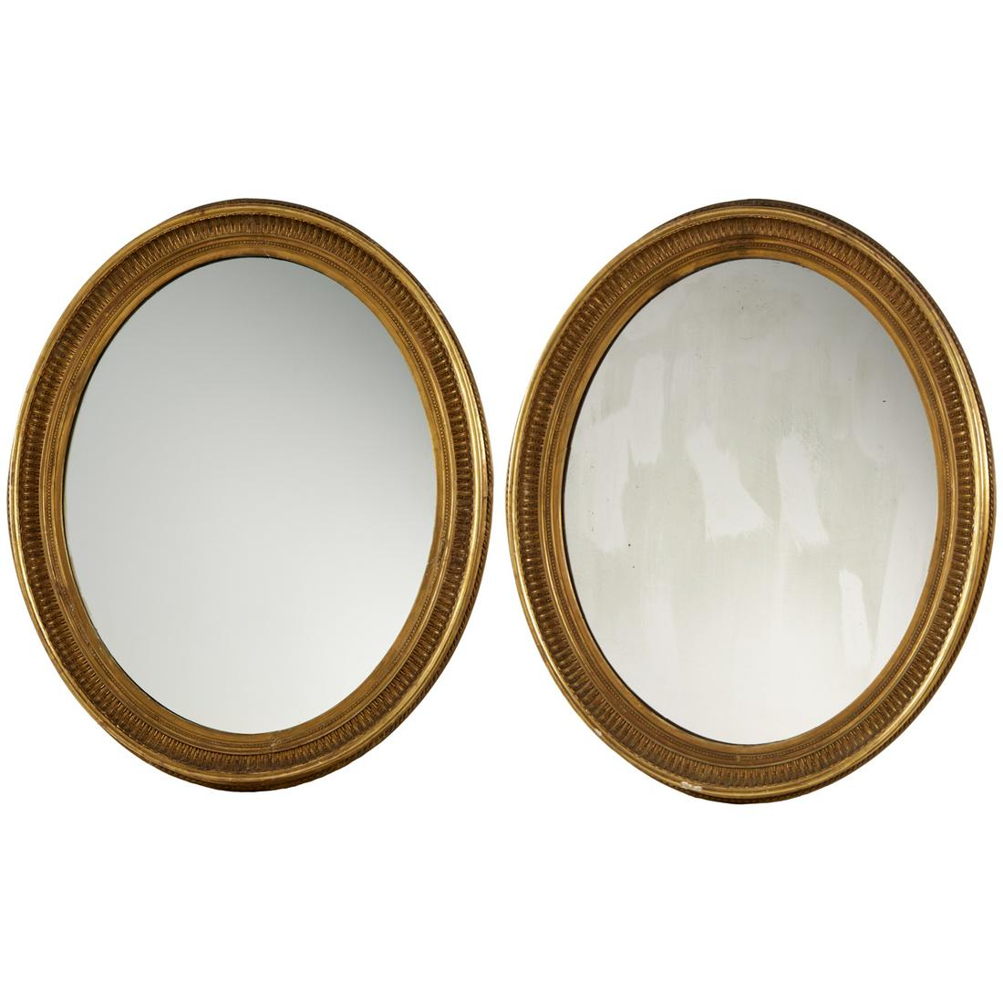 Pair George III giltwood oval mirrors (1 of 9)