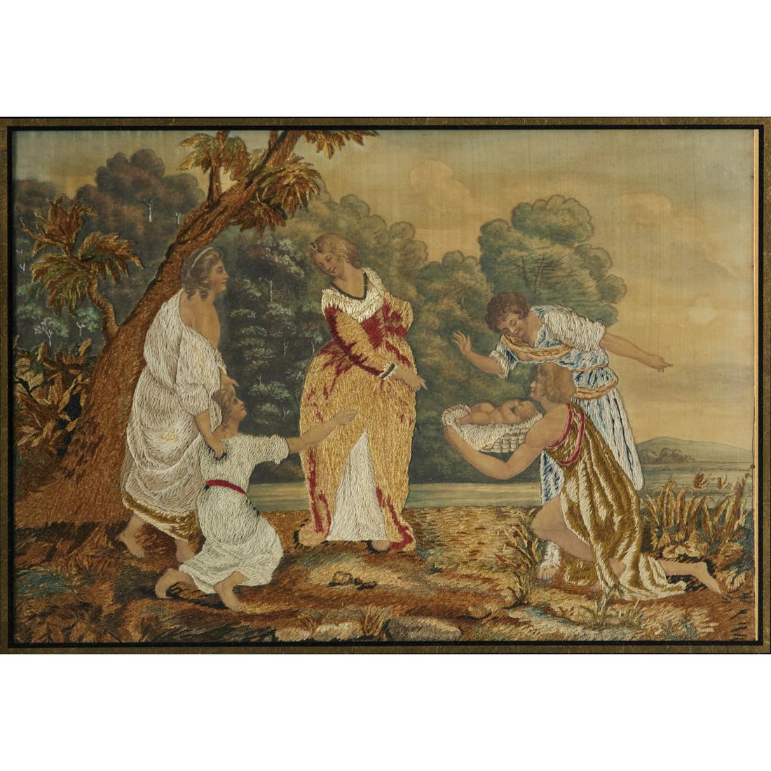Nice Regency painted silk-work picture (1 of 7)