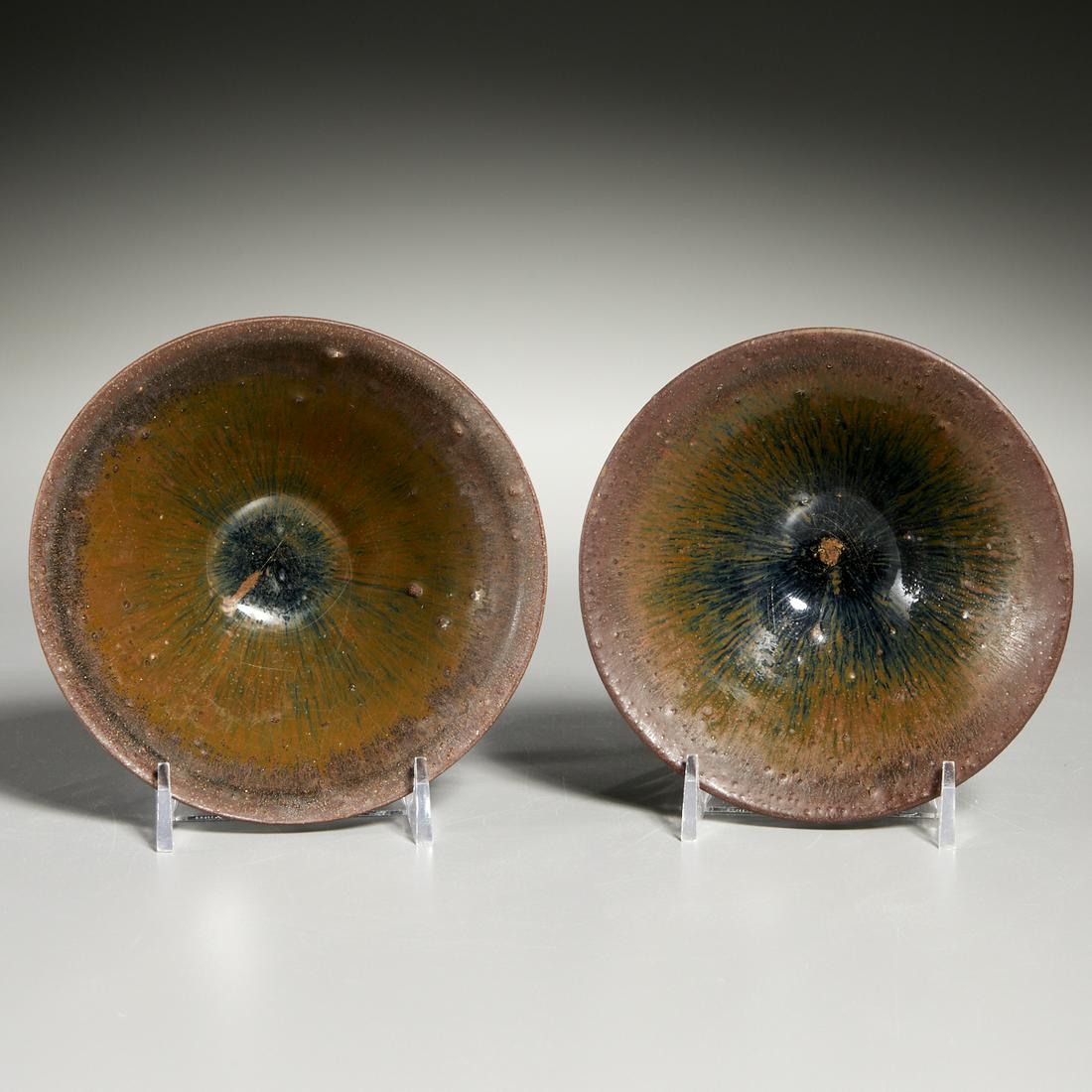 (2) Chinese Jian ware "hare's fur" bowls (1 of 6)