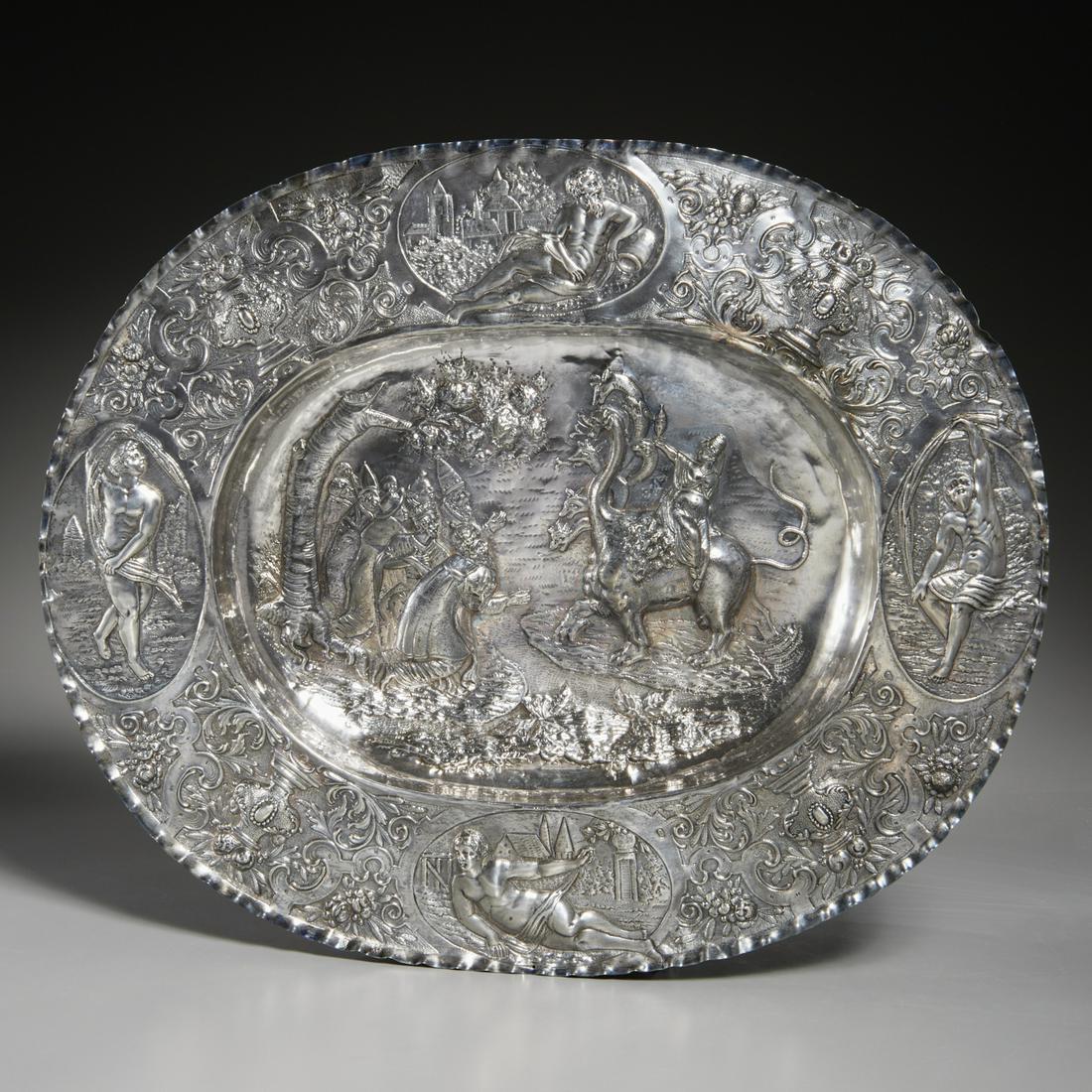 Large German silver presentation platter (1 of 9)