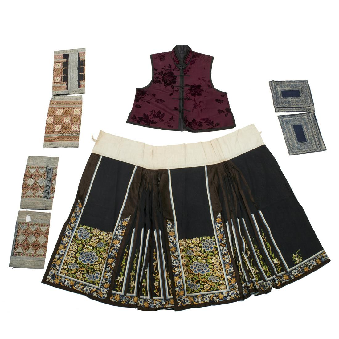 Chinese embroidered skirt, vest, and panels (1 of 10)