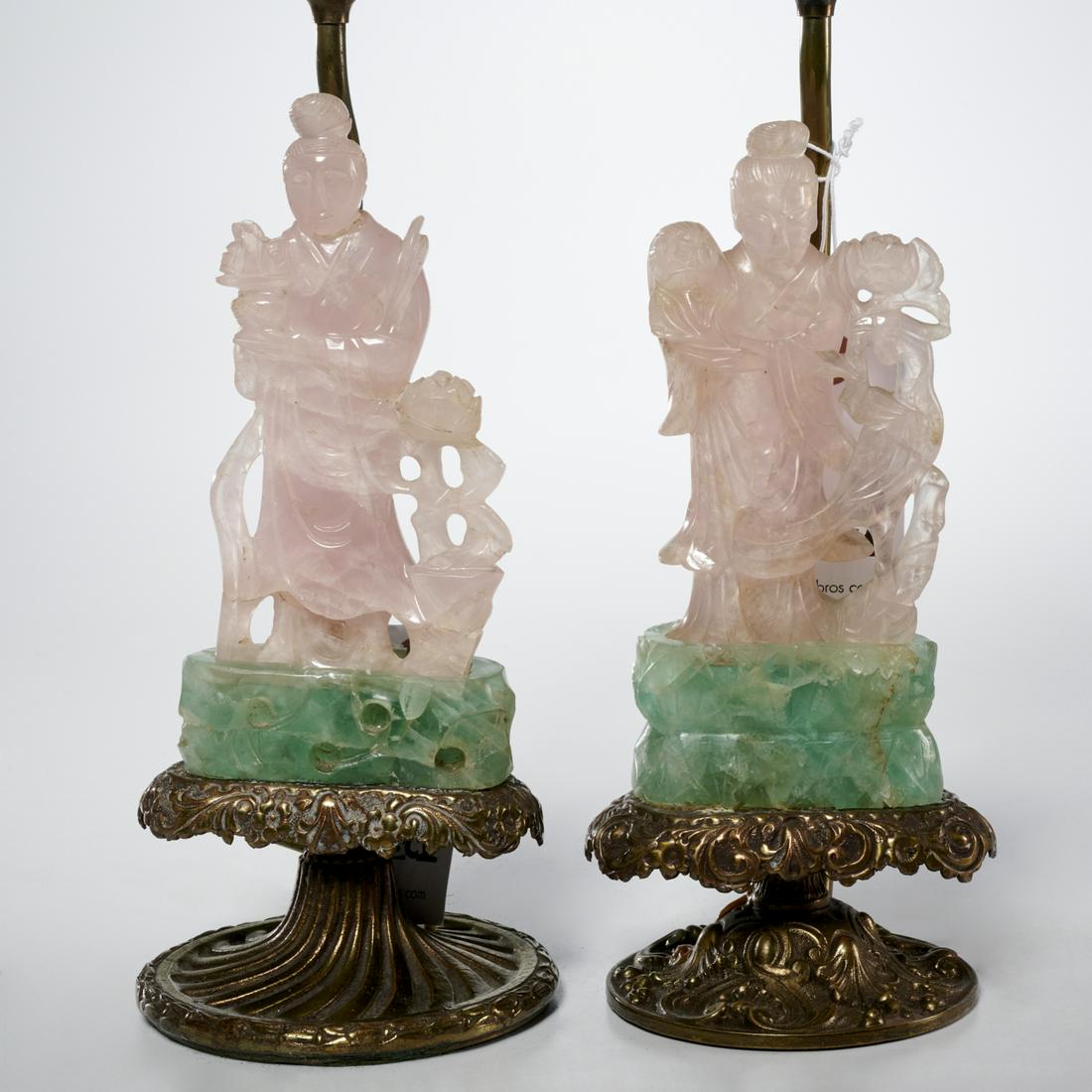 Near pair Chinese bi-color quartz figural lamps (1 of 9)