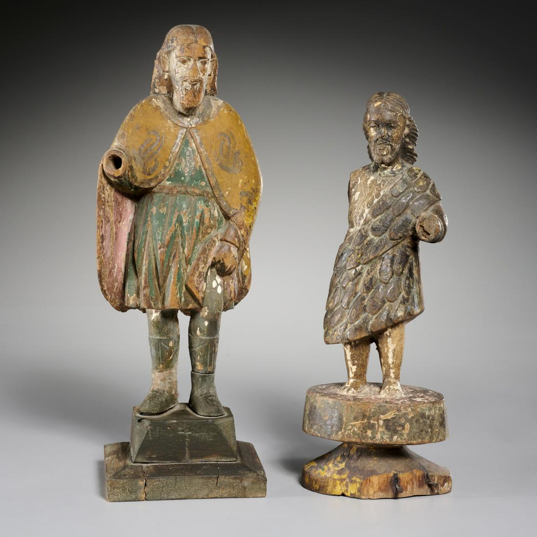 Spanish Colonial School, (2) antique carved Santos (1 of 10)