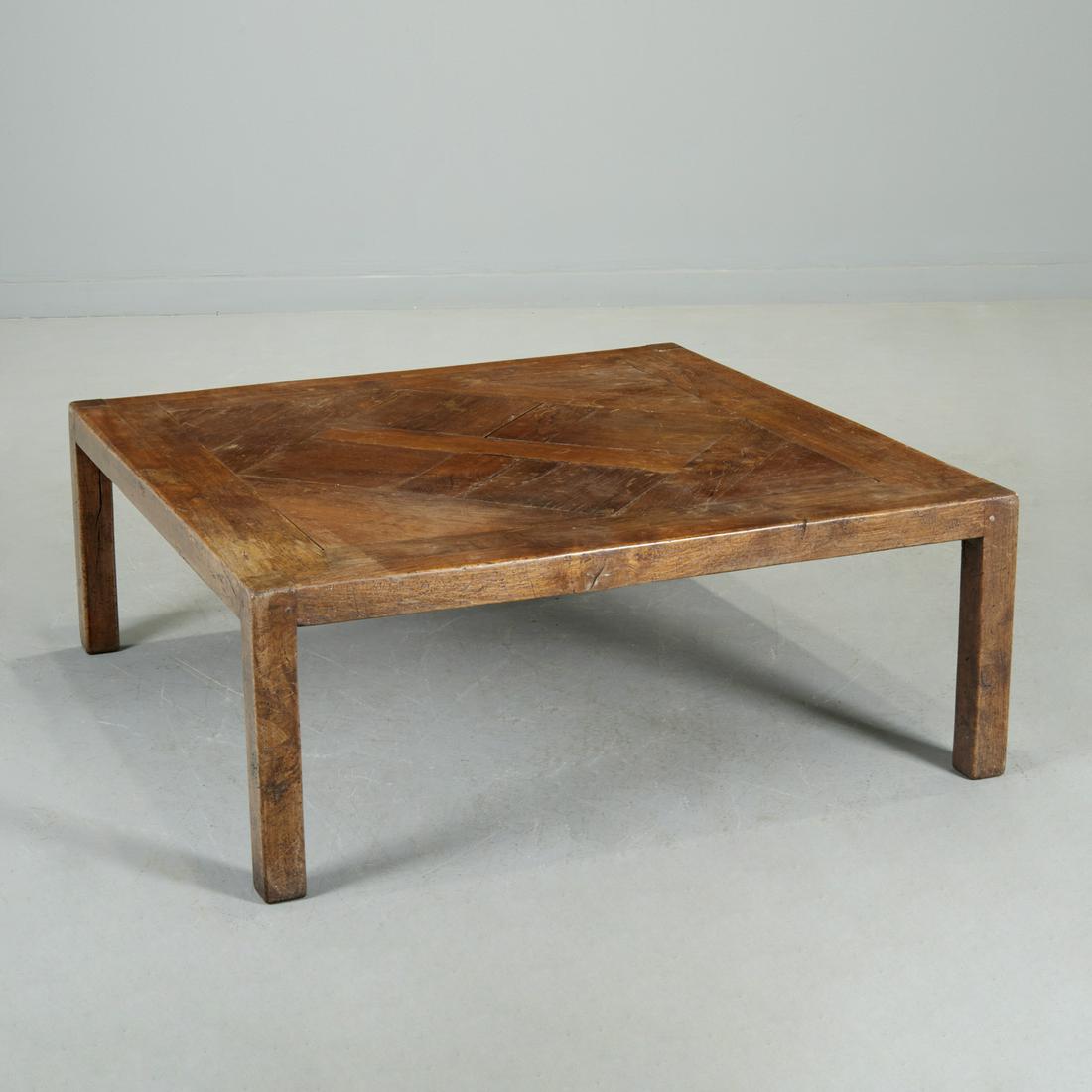 Yale Burge style rustic oak parquet coffee table (1 of 4)