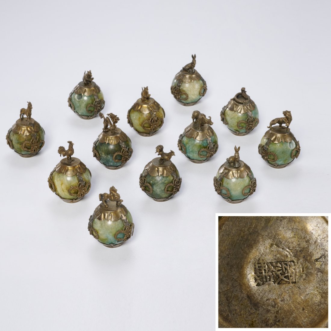Set (12) Chinese hardstone Zodiac weights (1 of 7)
