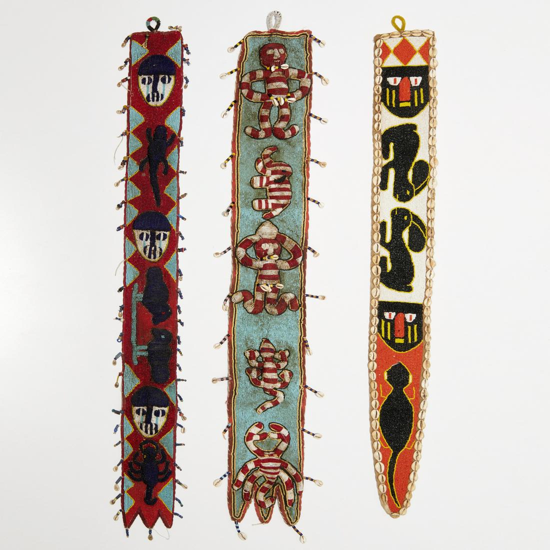 Yoruba Peoples, (3) ceremonial beaded sashes (1 of 6)