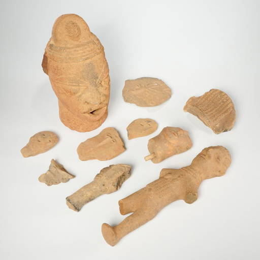 Group African Terra Cotta Heads And Fragments