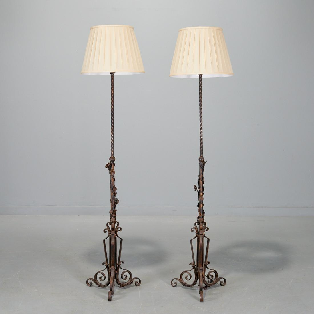 Pair wrought iron floor lamps (1 of 8)