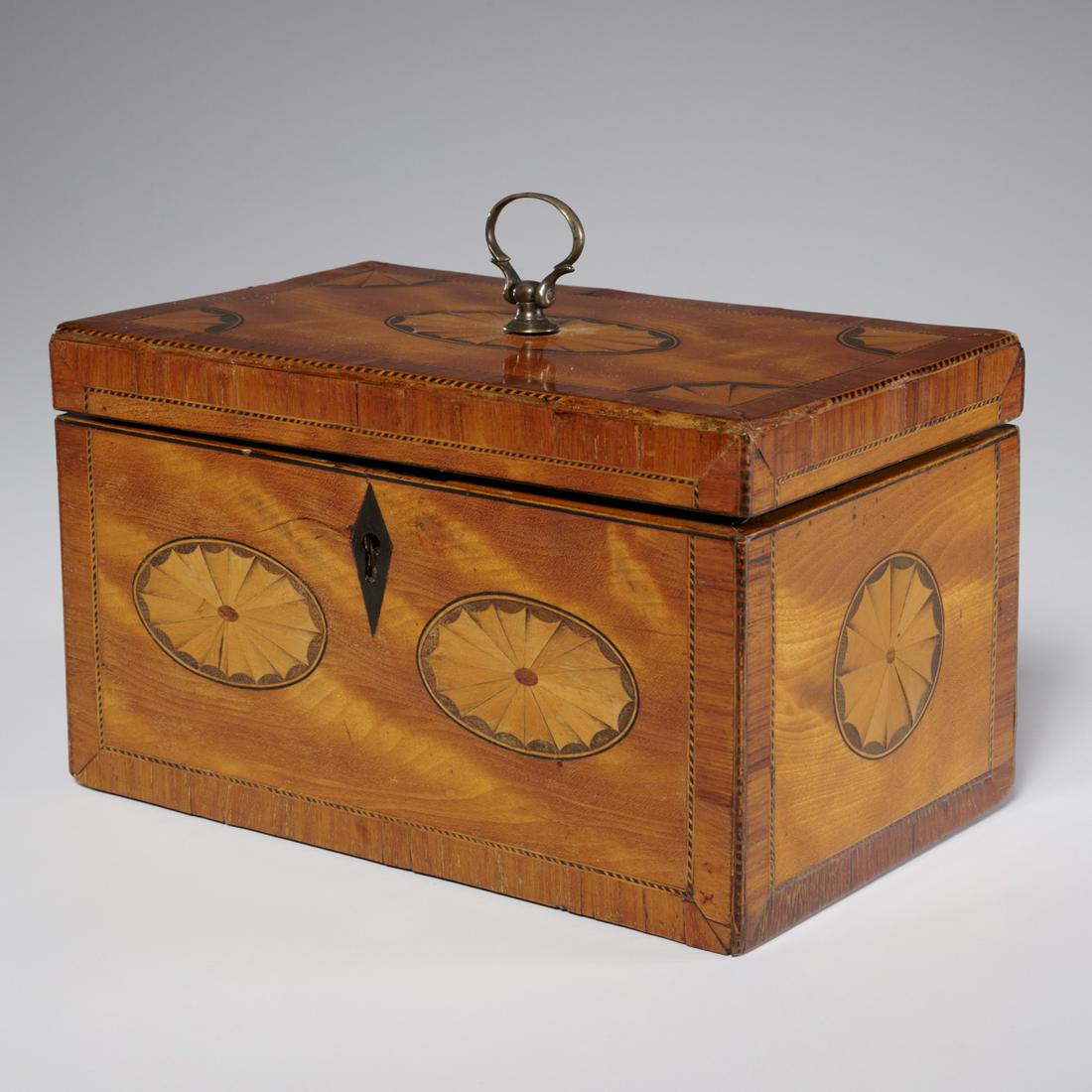 Nice George III inlaid satinwood tea caddy (1 of 4)