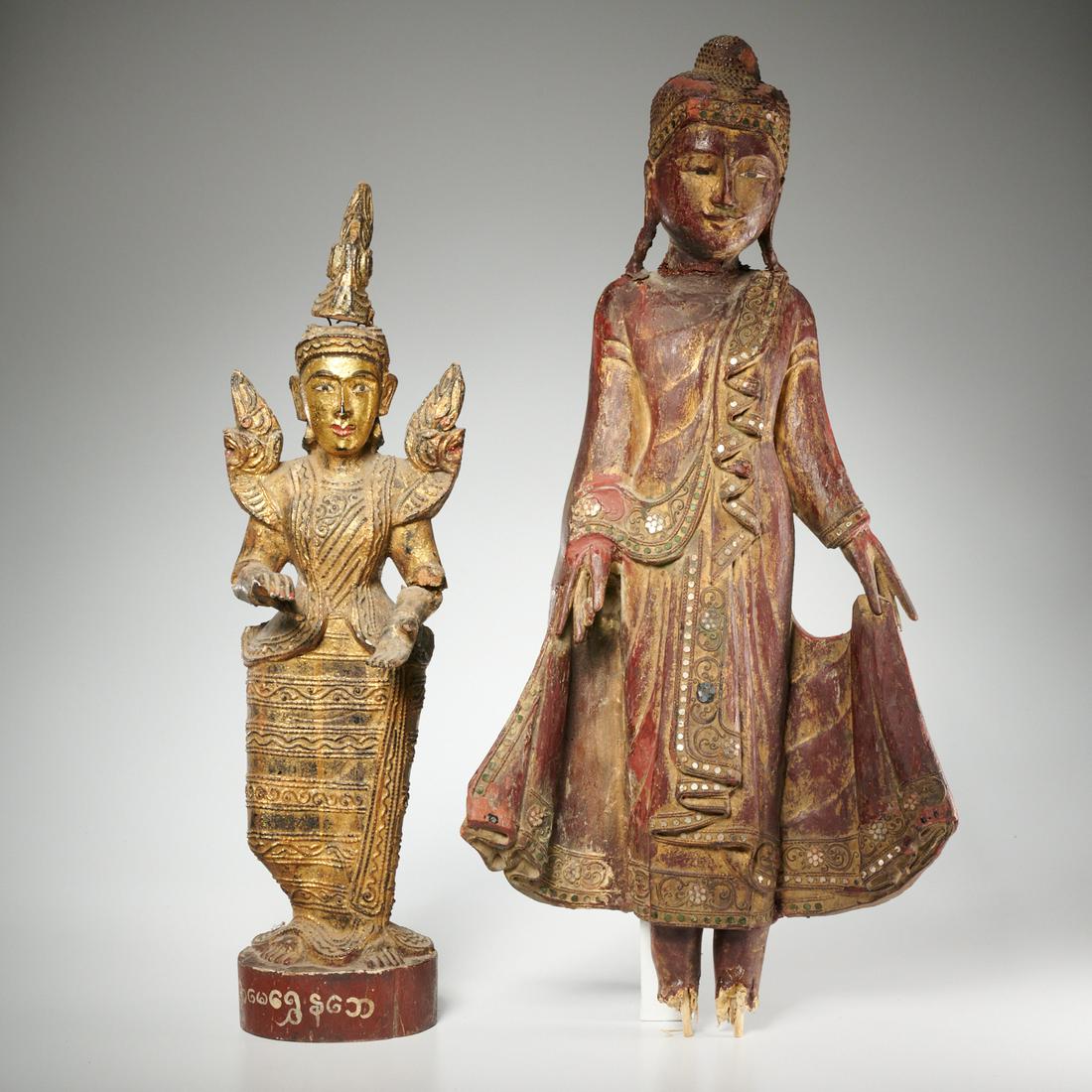 Burmese giltwood Buddha & Nat spirit protector (1 of 9)