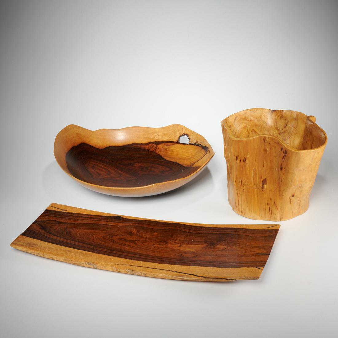 (3) Wood Studio serving pieces, two signed UDV (1 of 9)