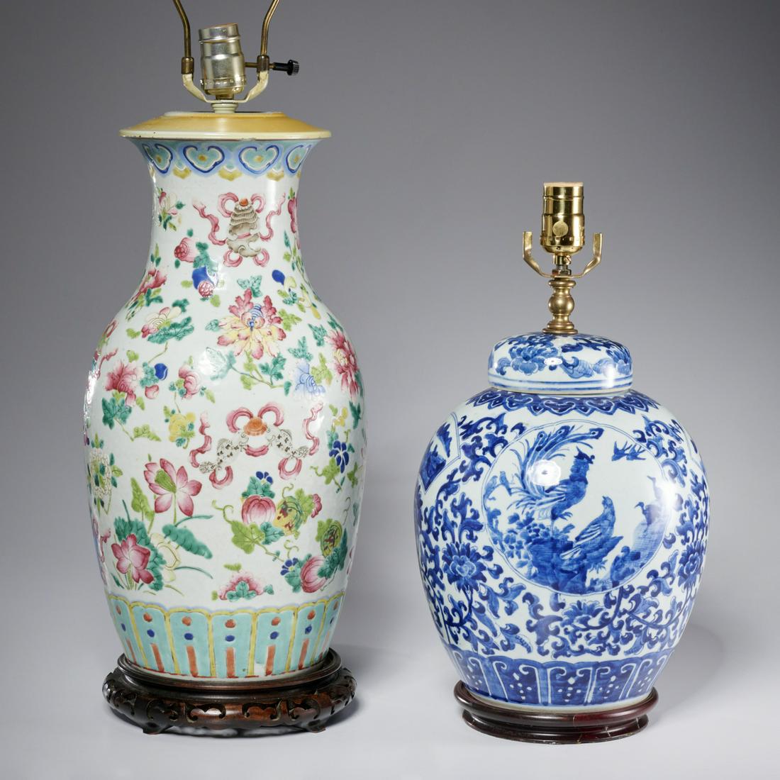 (2) Chinese porcelain vase and jar lamps (1 of 8)