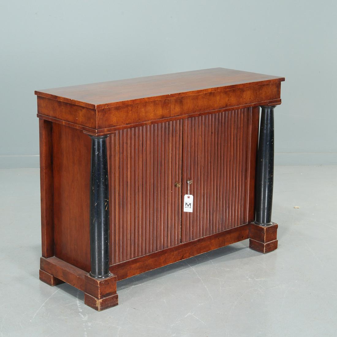 Biedermeier style parcel ebonized tambour cabinet (1 of 5)
